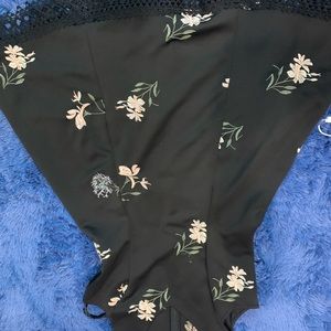 Aline floral v neck dress with lace at the bottom